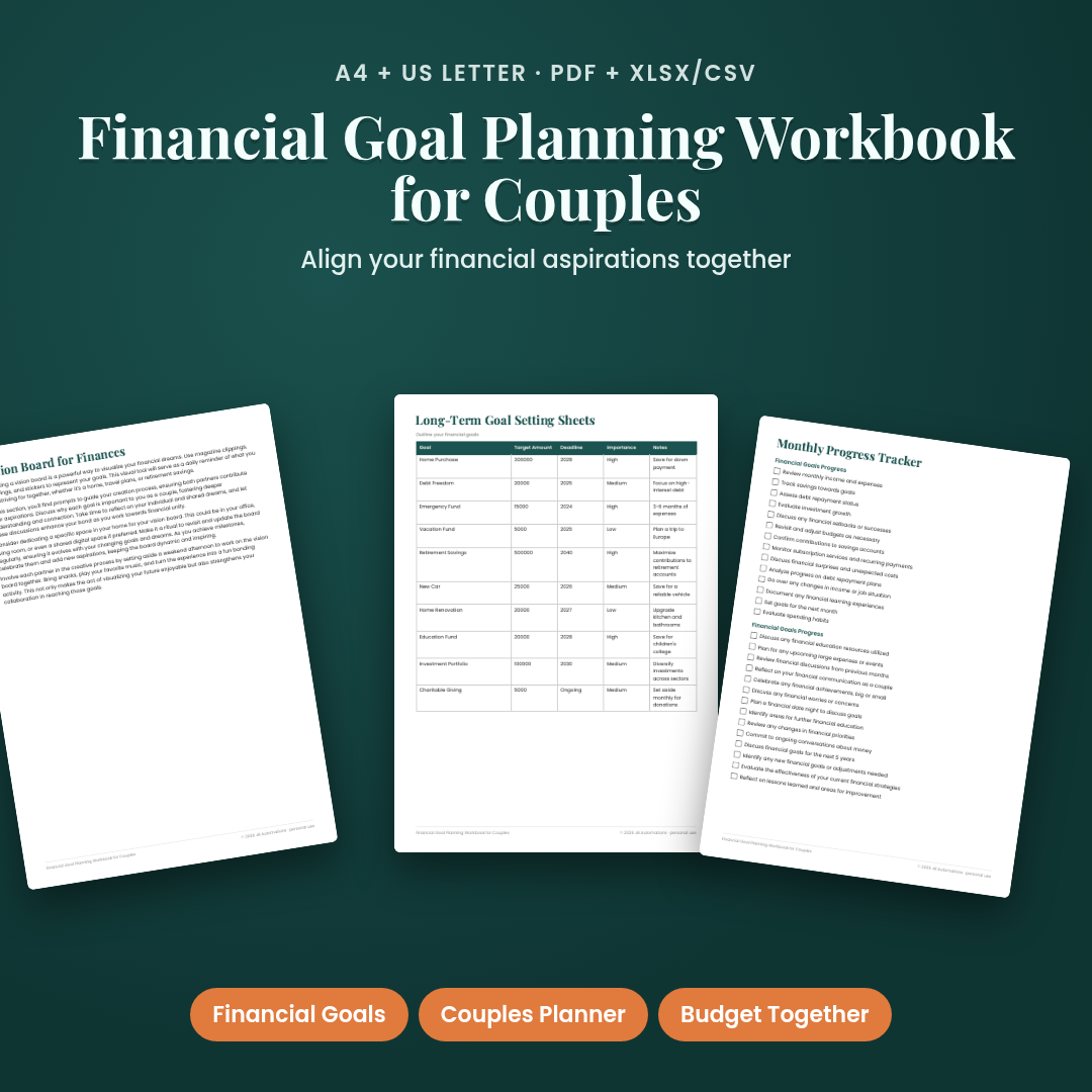 Financial Goal Planning Workbook for Couples