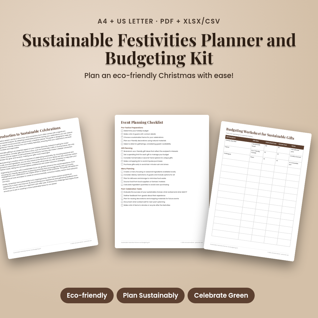 Sustainable Festivities Planner and Budgeting Kit