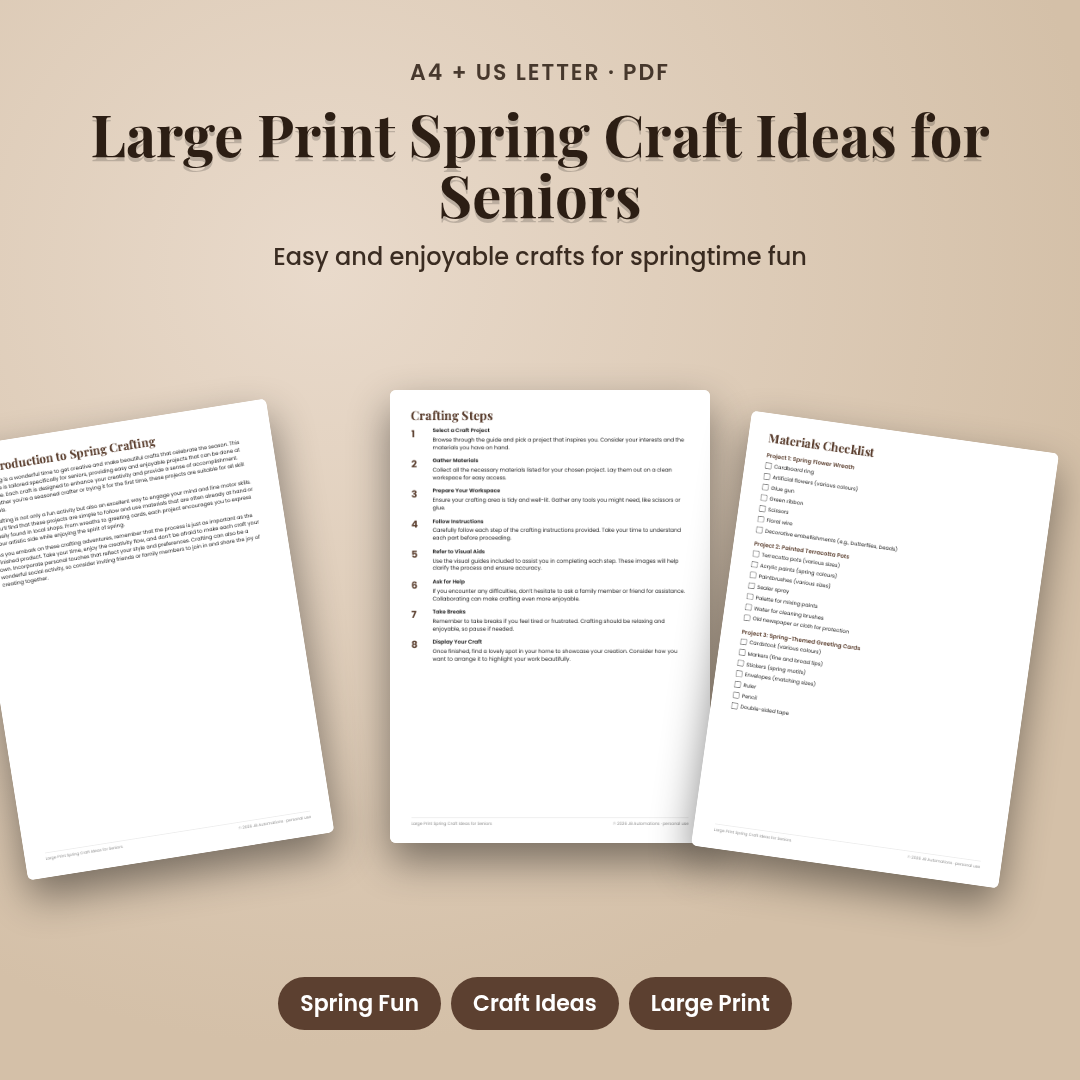 Large Print Spring Craft Ideas for Seniors