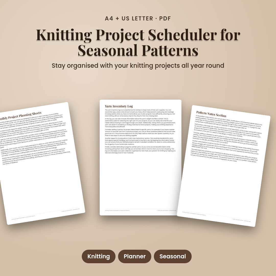 Knitting Project Scheduler for Seasonal Patterns