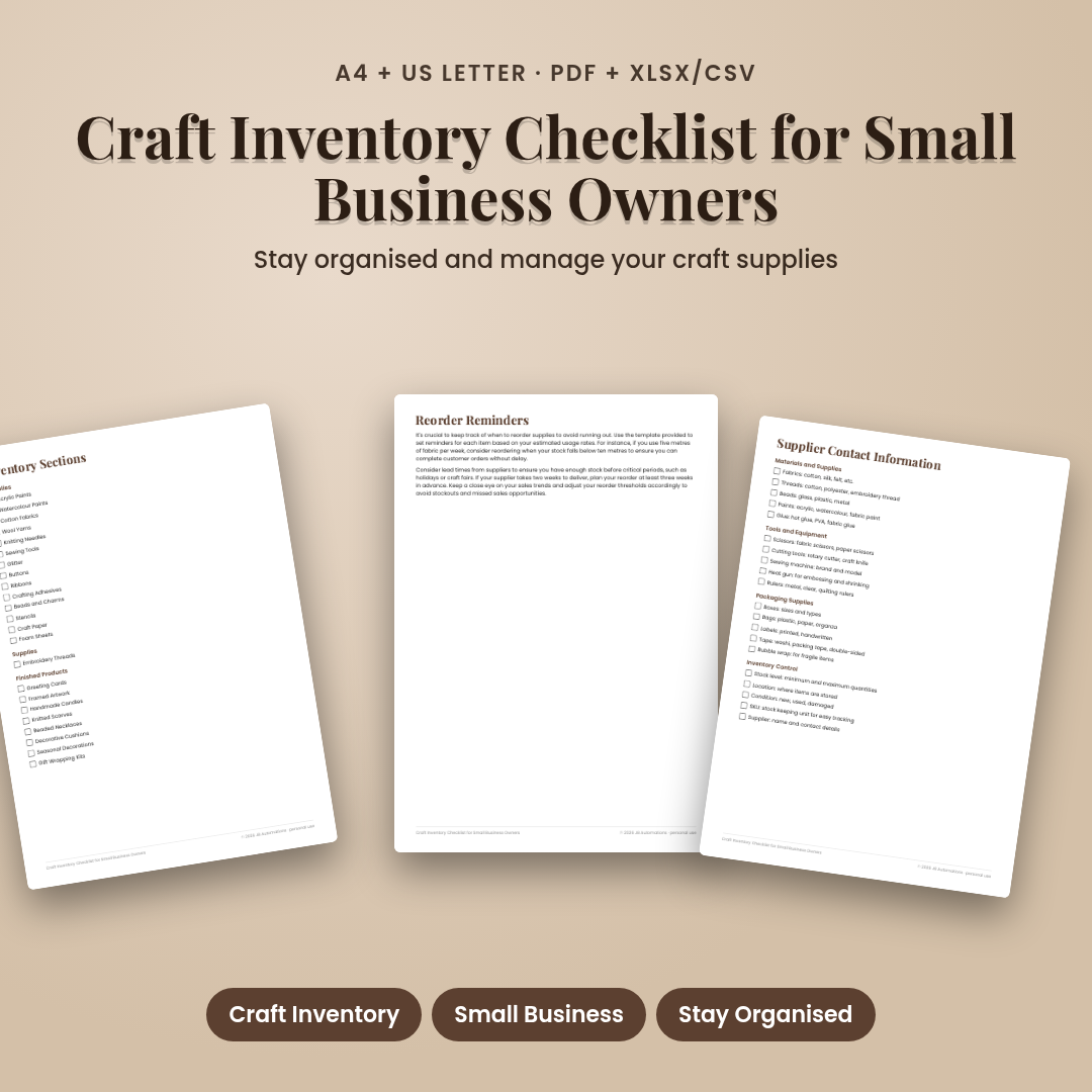 Craft Inventory Checklist for Small Business Owners