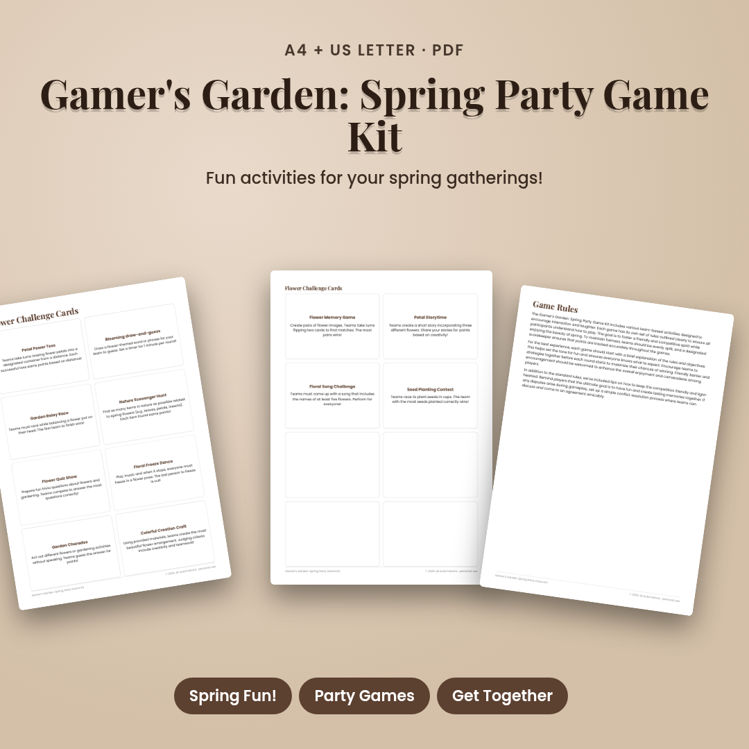 Gamer's Garden: Spring Party Game Kit