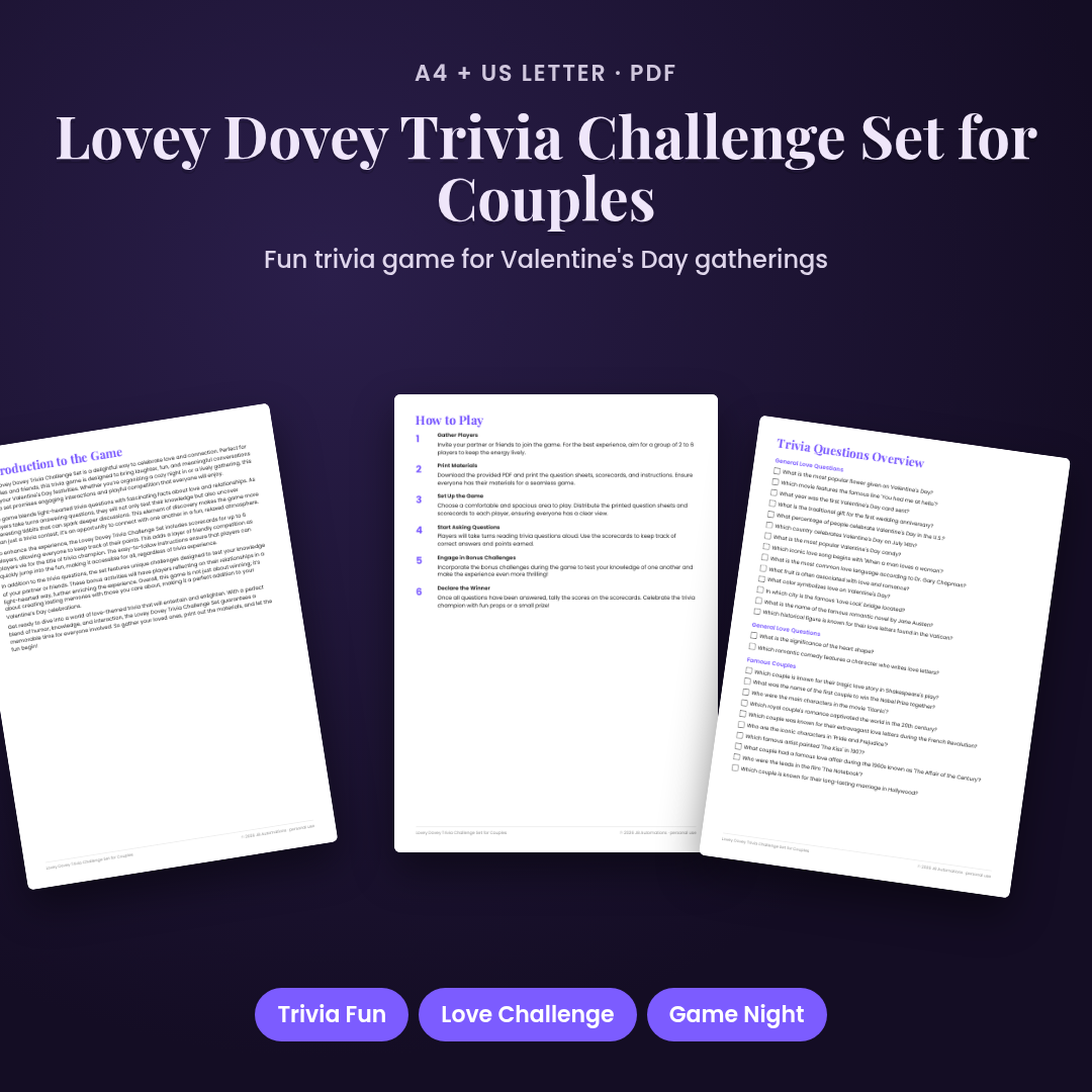 Lovey Dovey Trivia Challenge Set for Couples