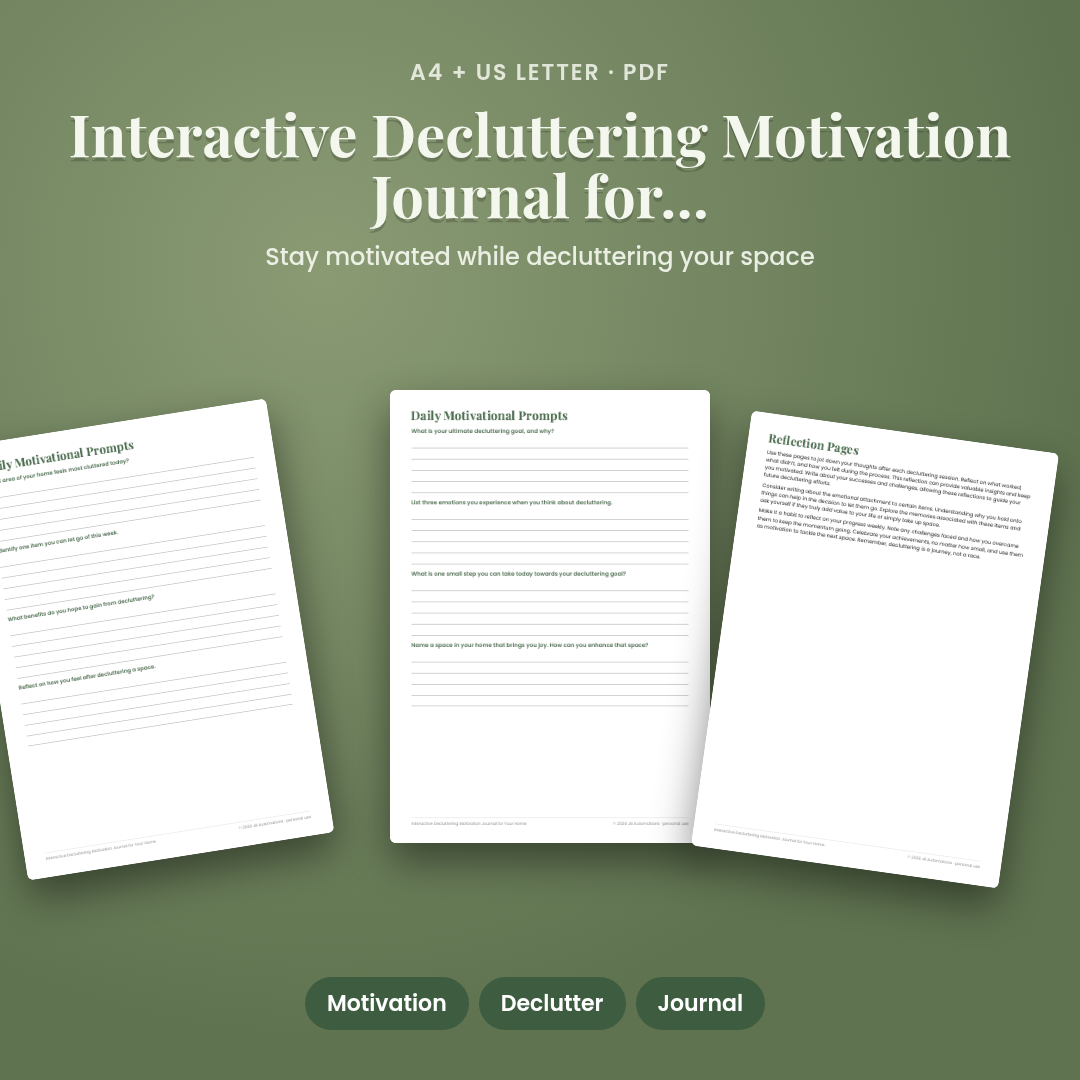 Interactive Decluttering Motivation Journal for Your Home