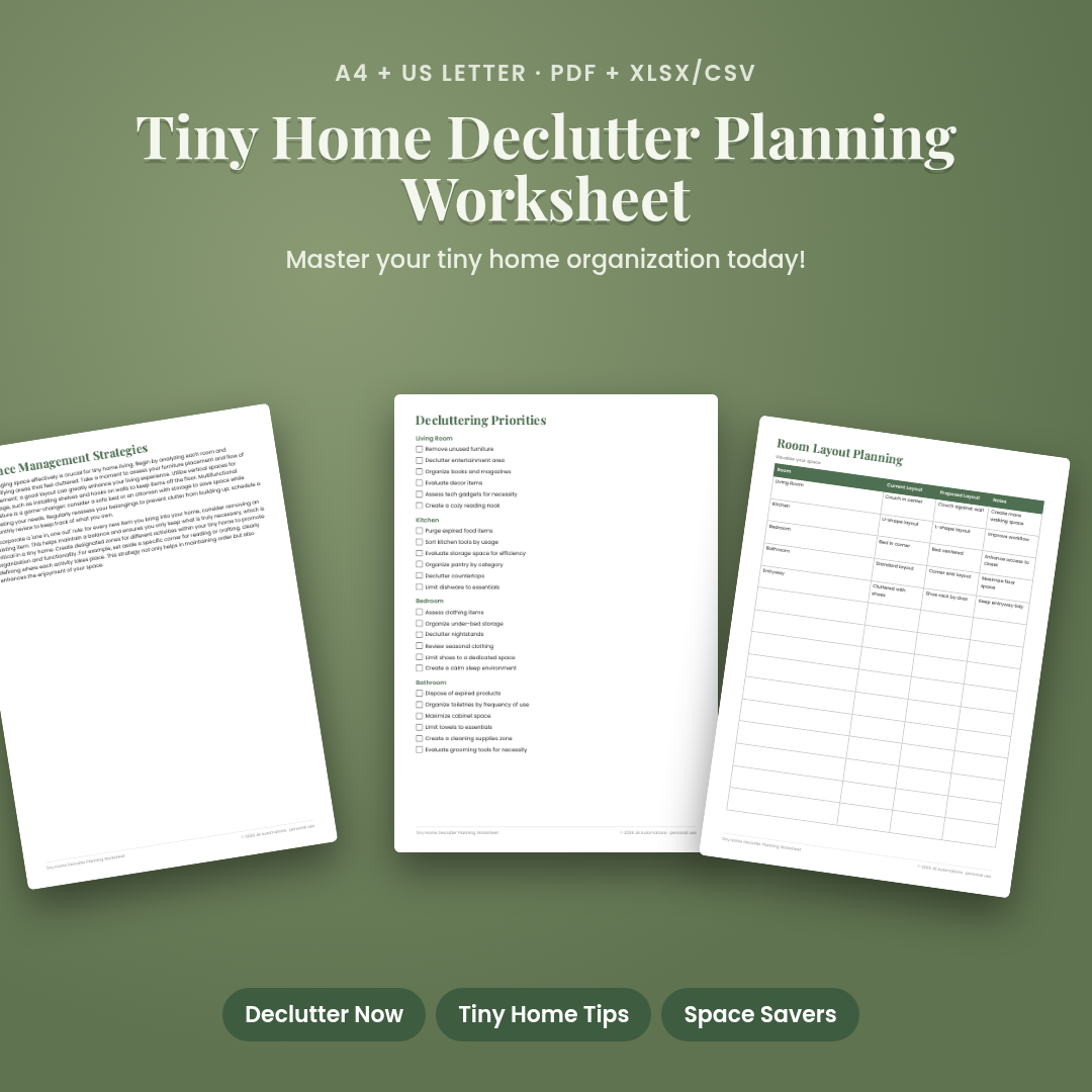 Tiny Home Declutter Planning Worksheet
