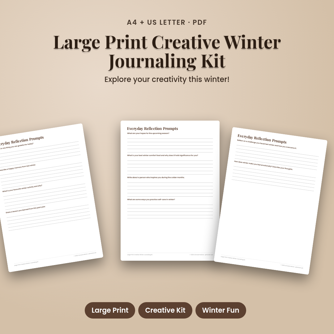 Large Print Creative Winter Journaling Kit