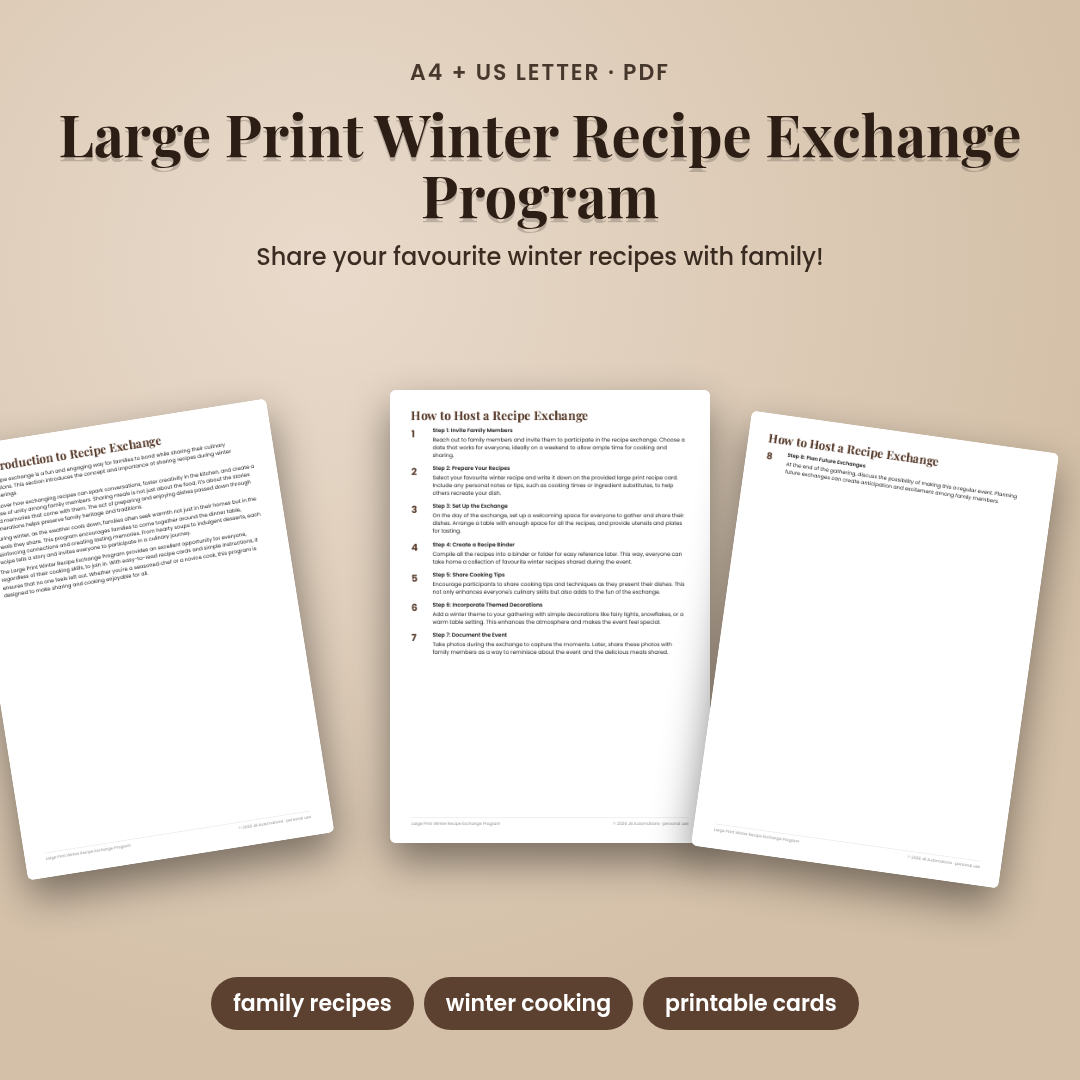 Large Print Winter Recipe Exchange Program