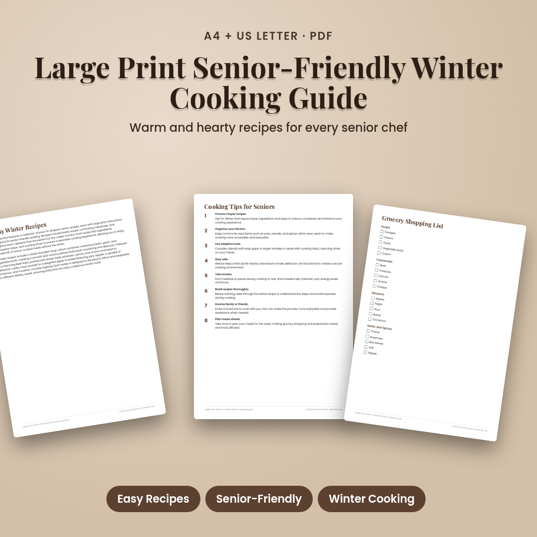 Large Print Senior-Friendly Winter Cooking Guide