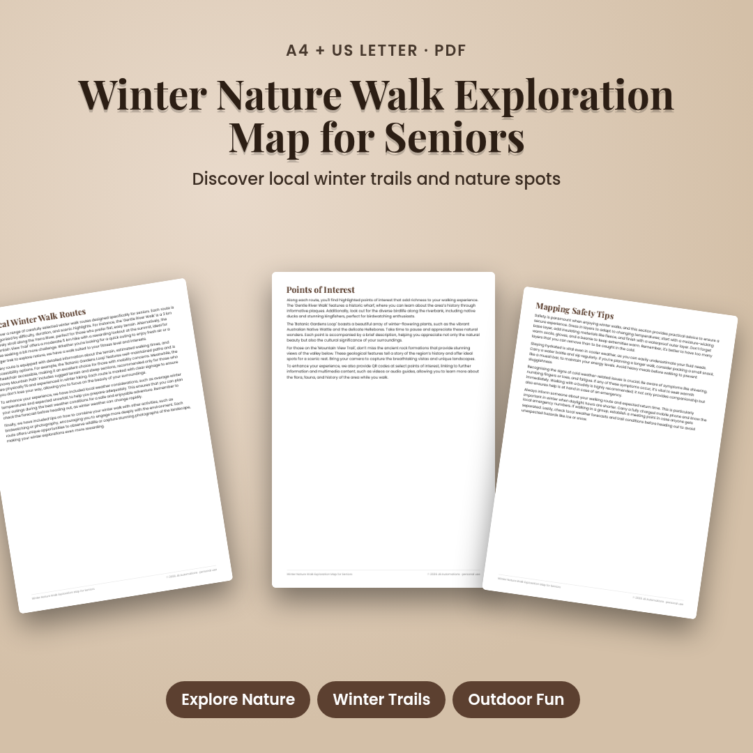 Winter Nature Walk Exploration Map for Seniors