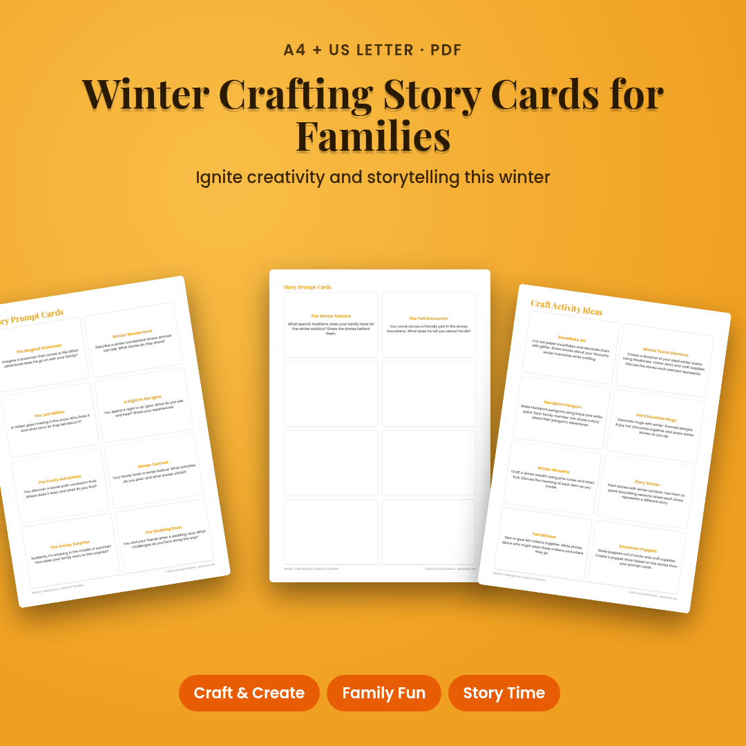 Winter Crafting Story Cards for Families