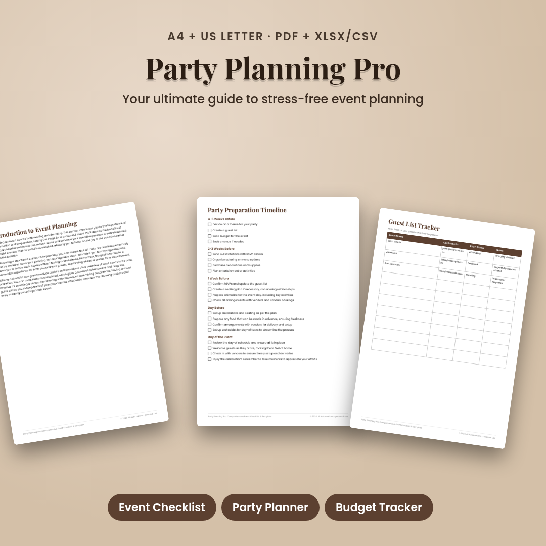 Party Planning Pro: Comprehensive Event Checklist & Template
