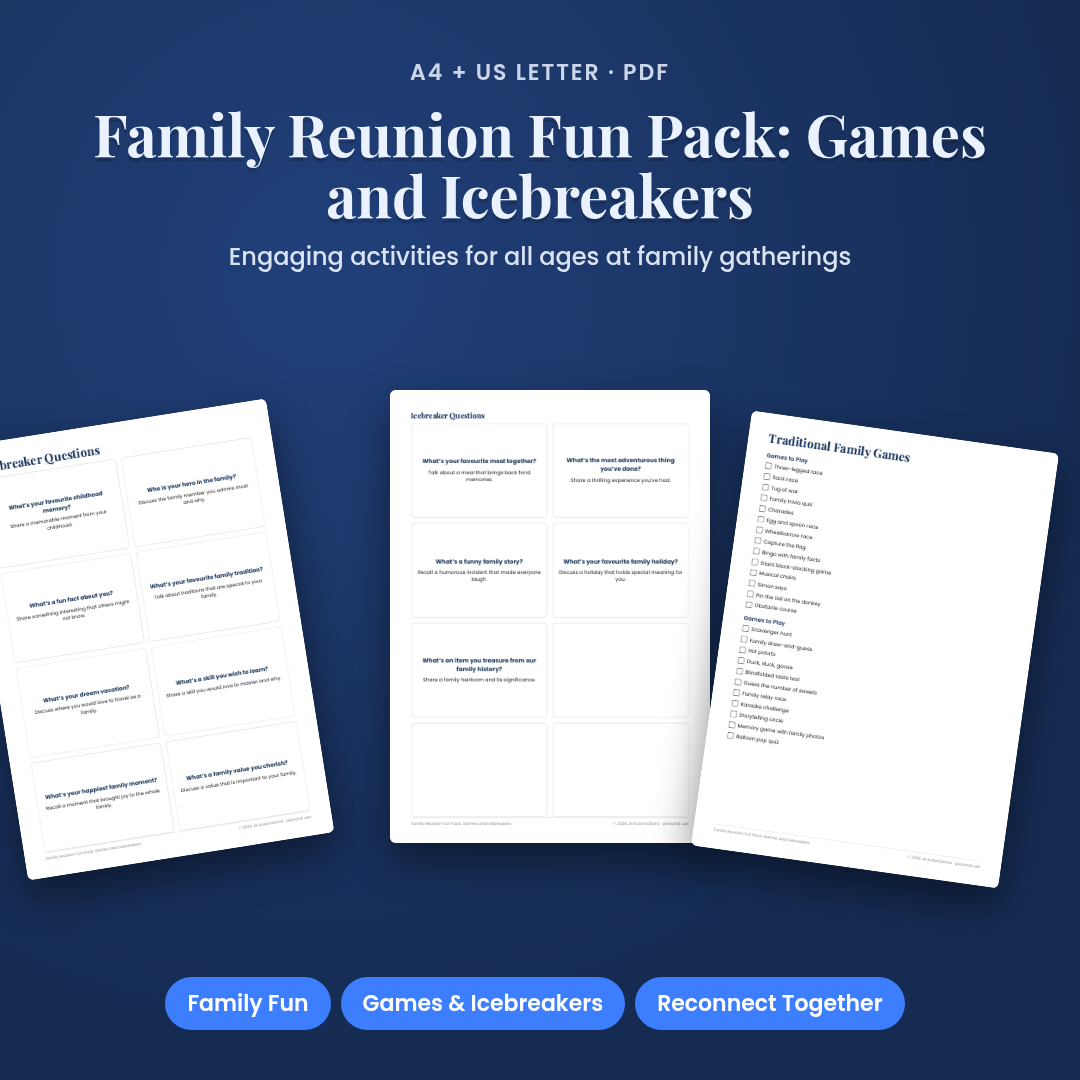 Family Reunion Fun Pack: Games and Icebreakers