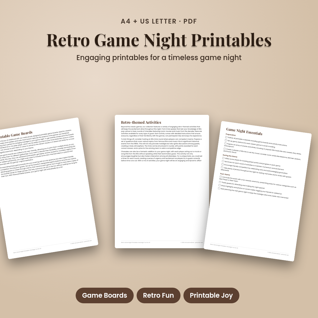 Retro Game Night Printables: Nostalgic Fun for All