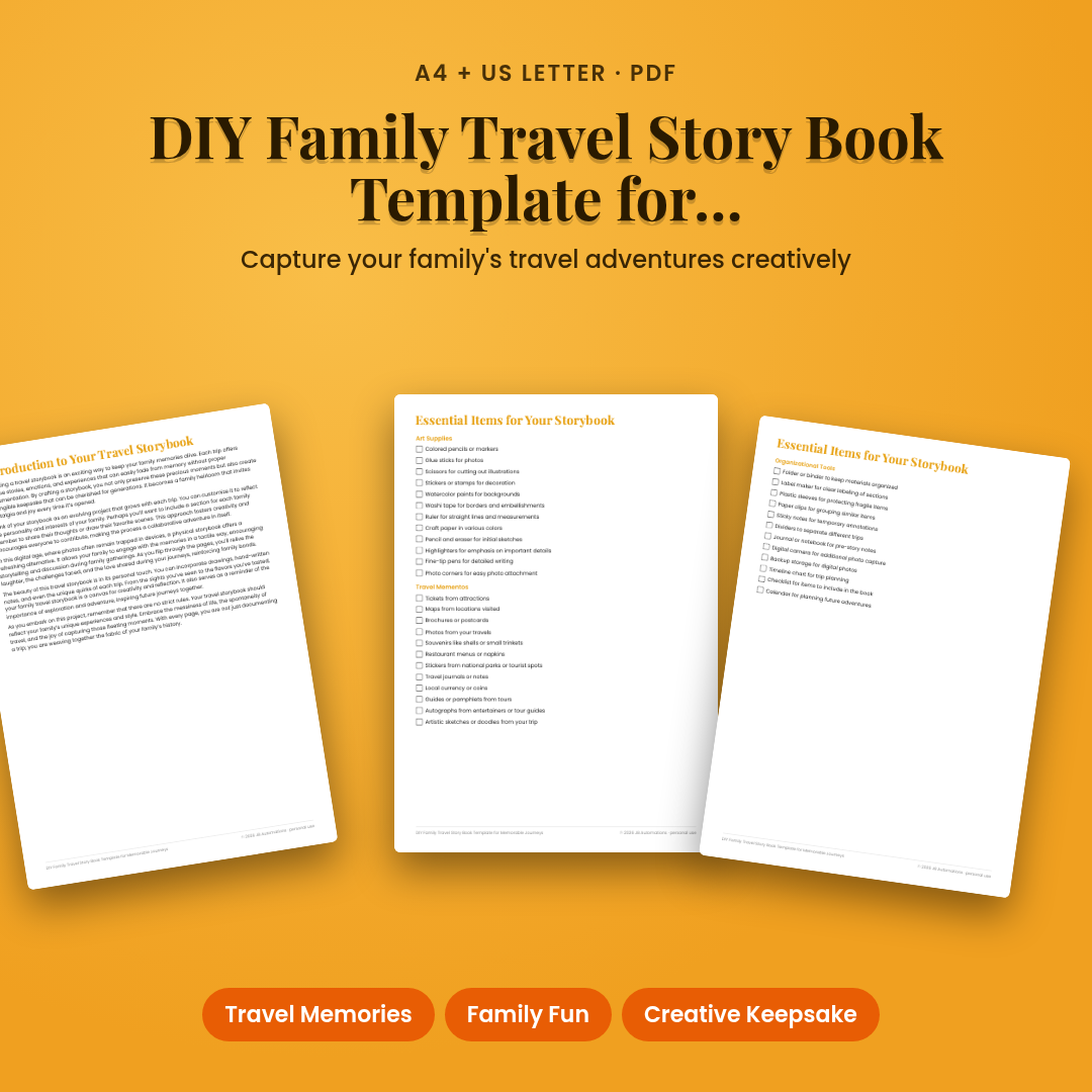 DIY Family Travel Story Book Template for Memorable Journeys