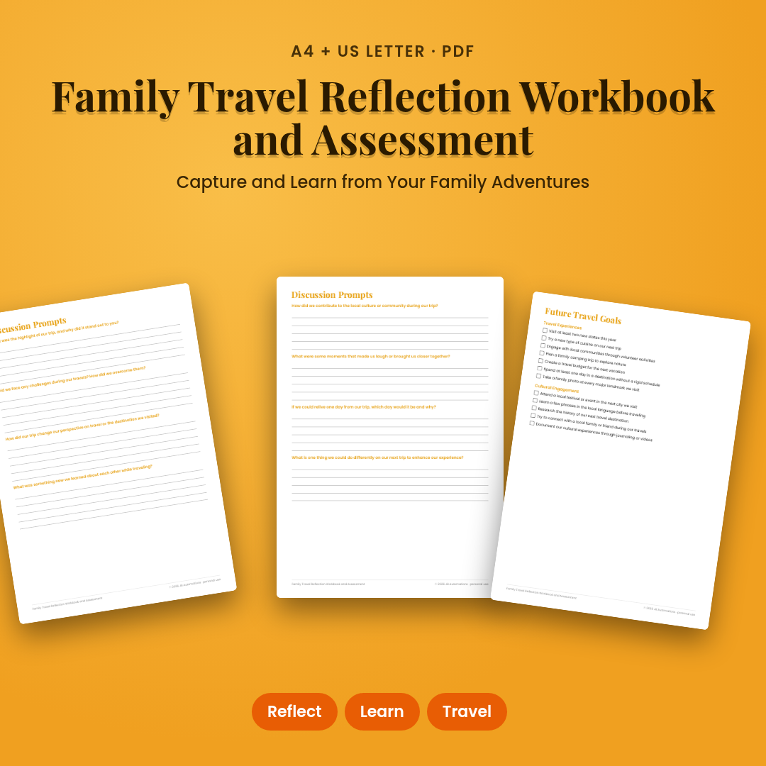 Family Travel Reflection Workbook and Assessment