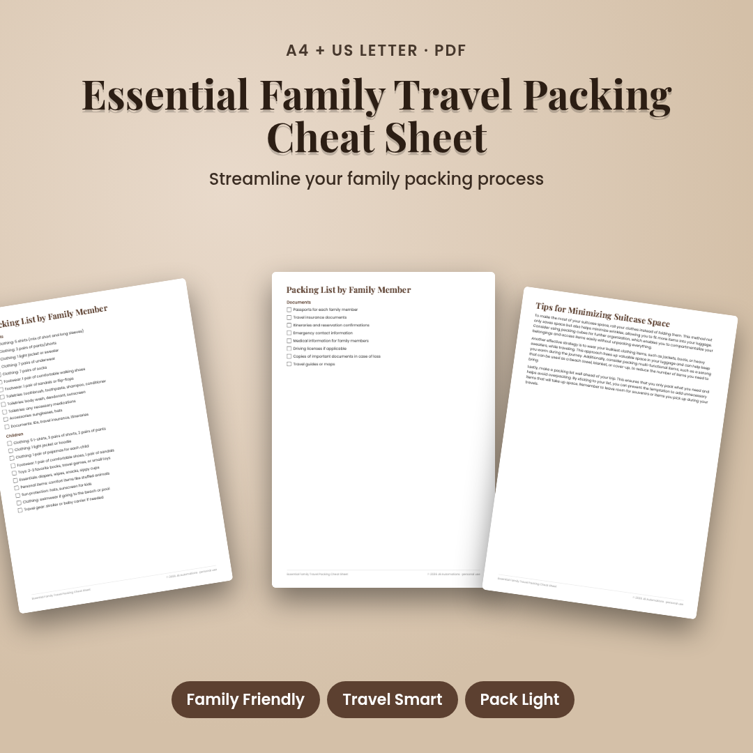 Essential Family Travel Packing Cheat Sheet