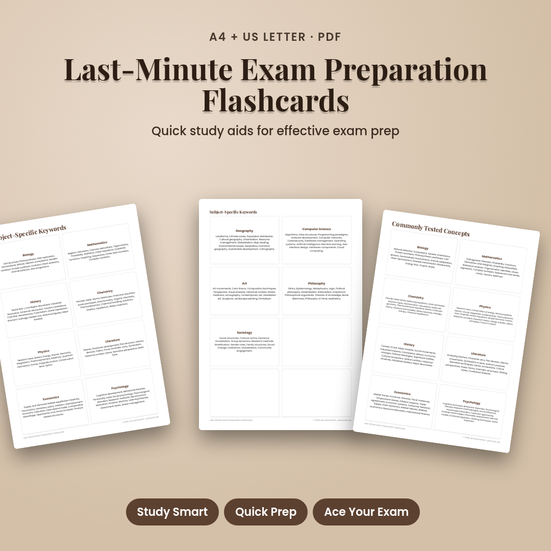 Last-Minute Exam Preparation Flashcards