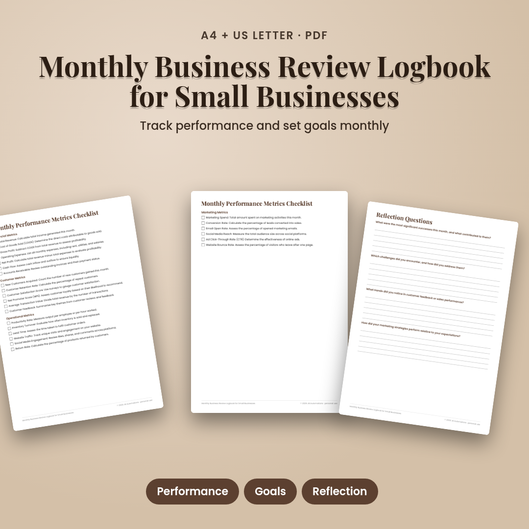Monthly Business Review Logbook for Small Businesses