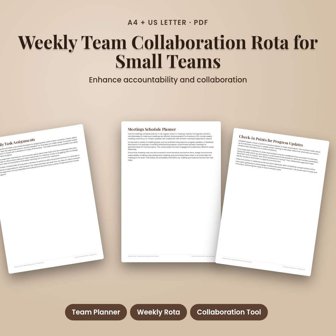 Weekly Team Collaboration Rota for Small Teams