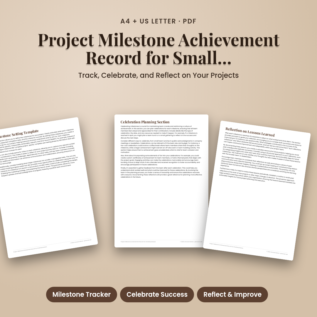 Project Milestone Achievement Record for Small Businesses