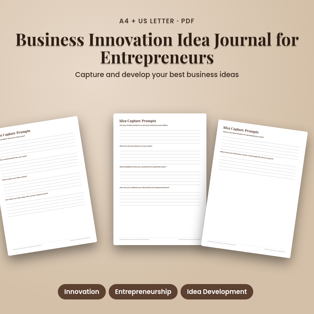 Business Innovation Idea Journal for Entrepreneurs
