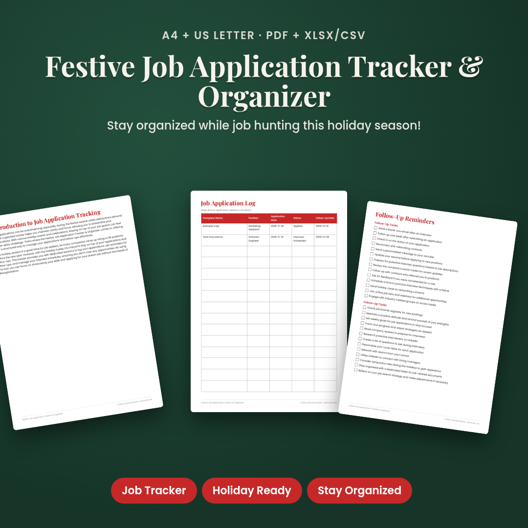 Festive Job Application Tracker &amp; Organizer