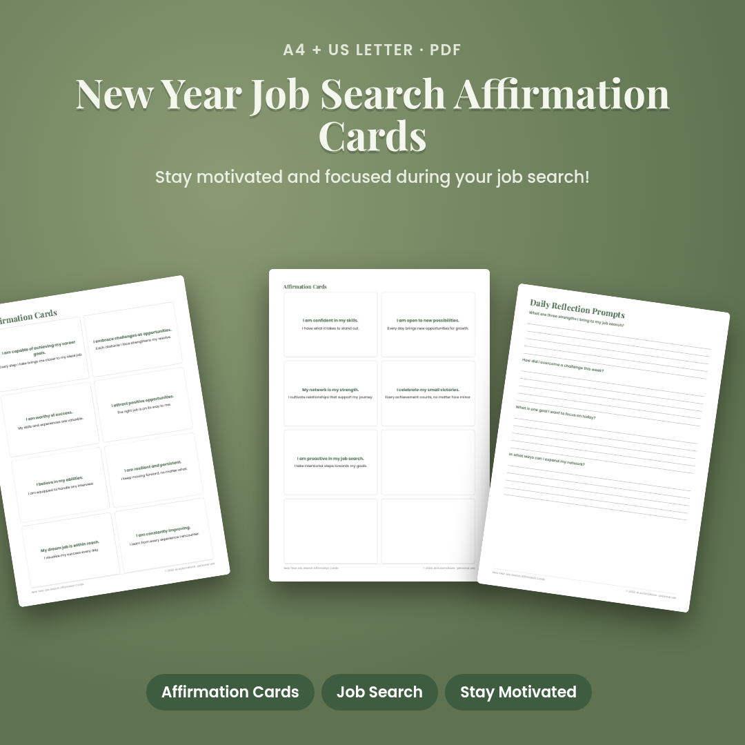 New Year Job Search Affirmation Cards