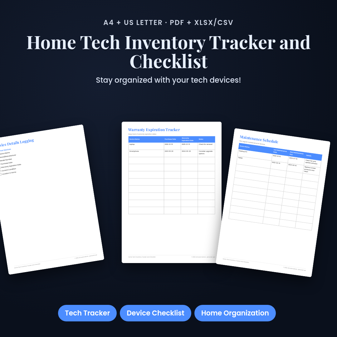 Home Tech Inventory Tracker and Checklist