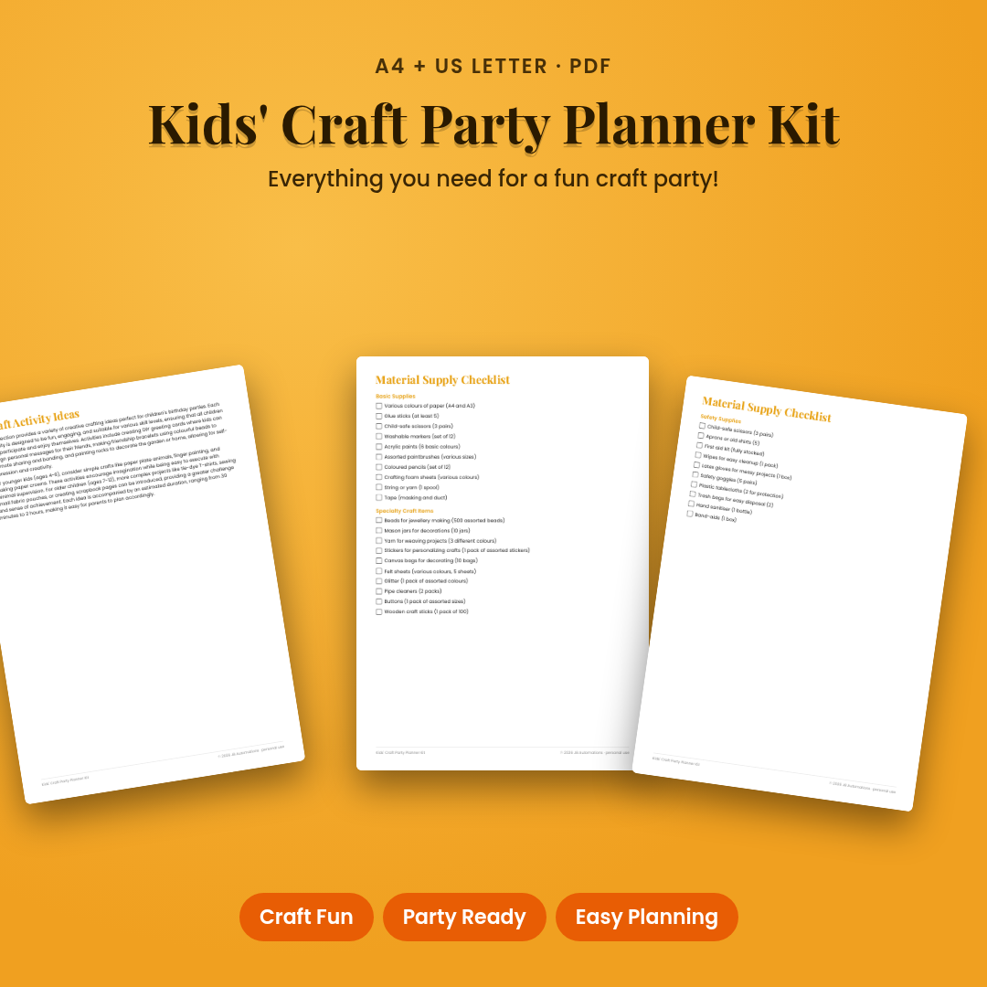 Kids' Craft Party Planner Kit