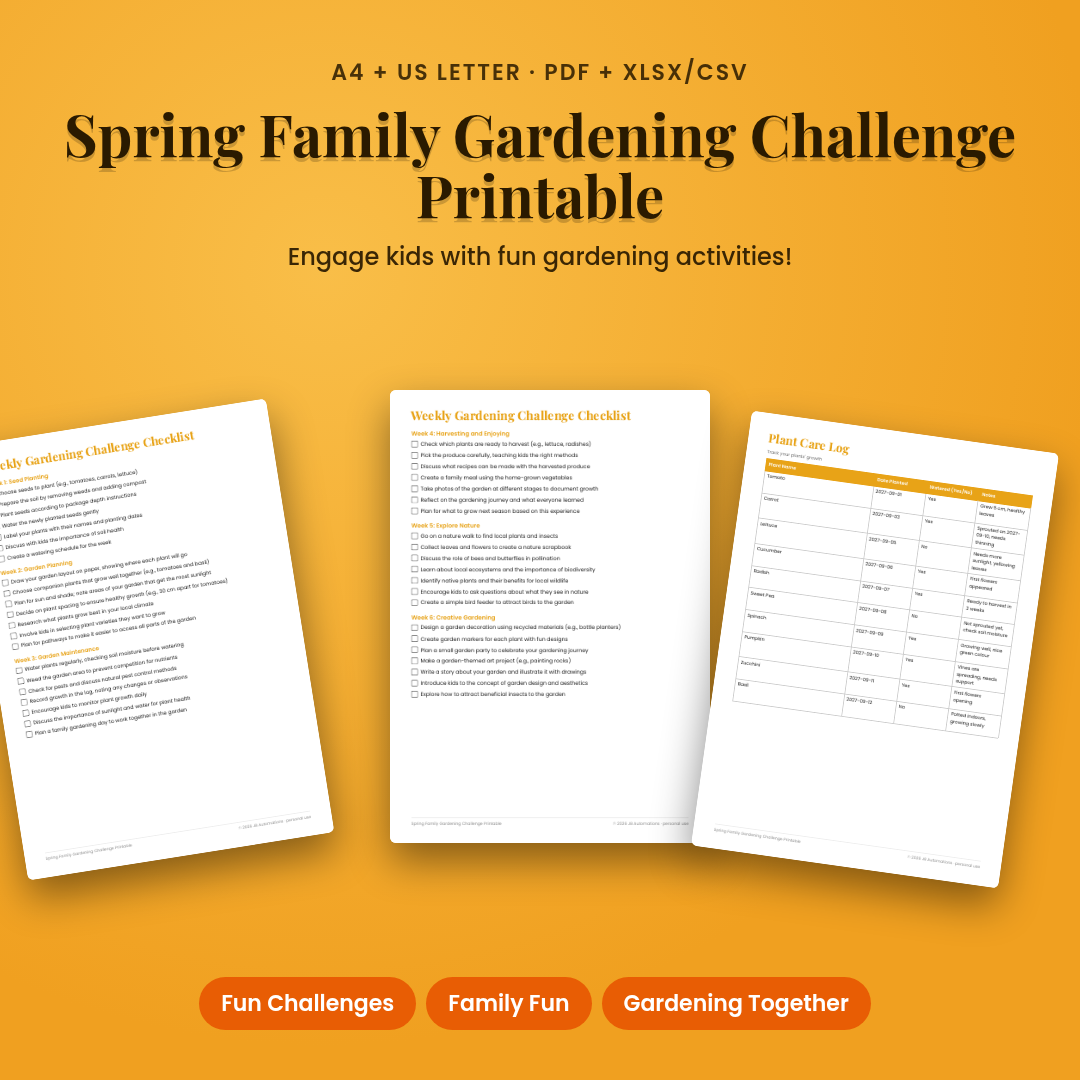 Spring Family Gardening Challenge Printable