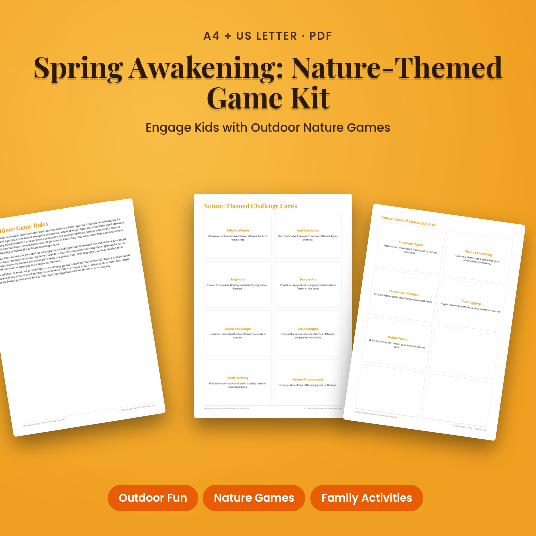 Spring Awakening: Nature-Themed Game Kit
