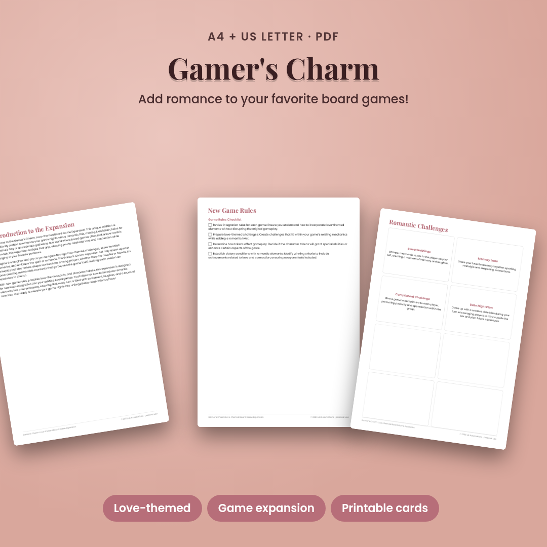 Gamer's Charm: Love-themed Board Game Expansion