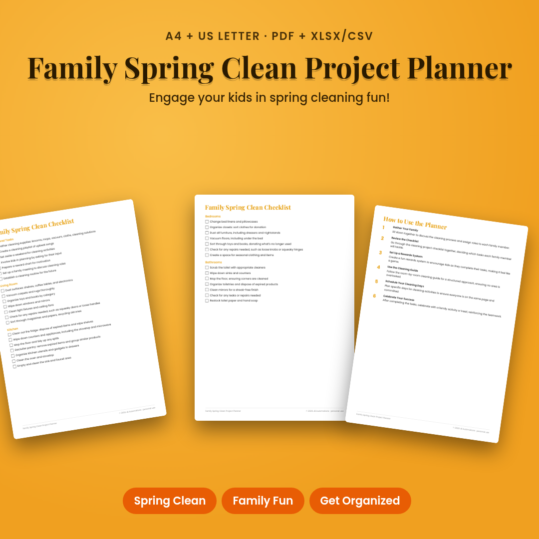 Family Spring Clean Project Planner