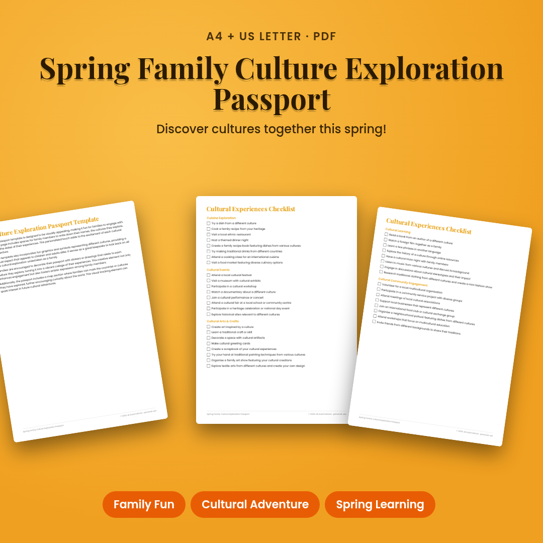 Spring Family Culture Exploration Passport