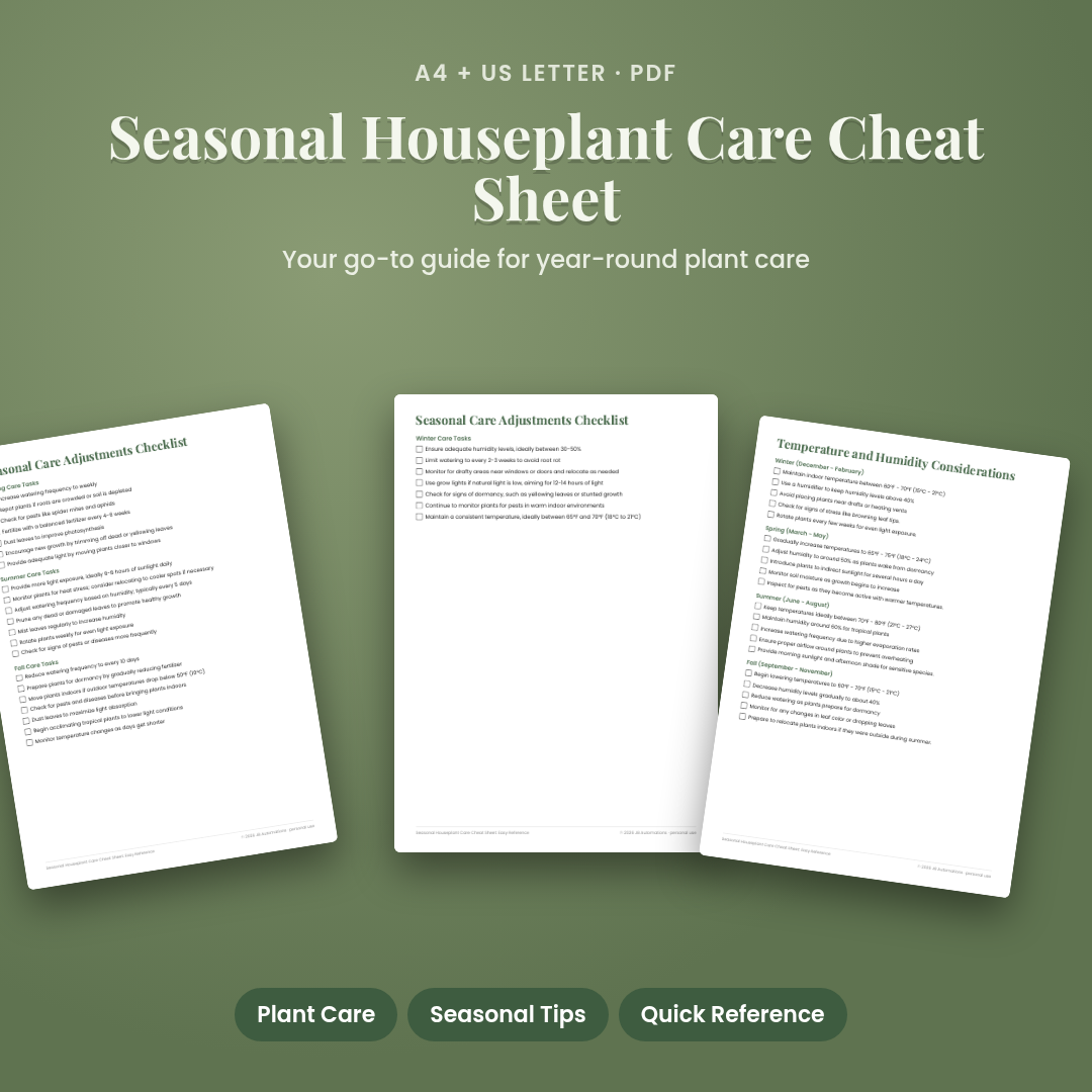 Seasonal Houseplant Care Cheat Sheet: Easy Reference