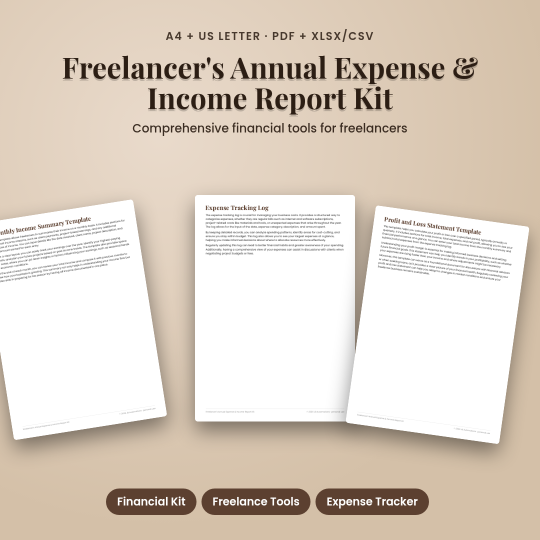 Freelancer's Annual Expense & Income Report Kit