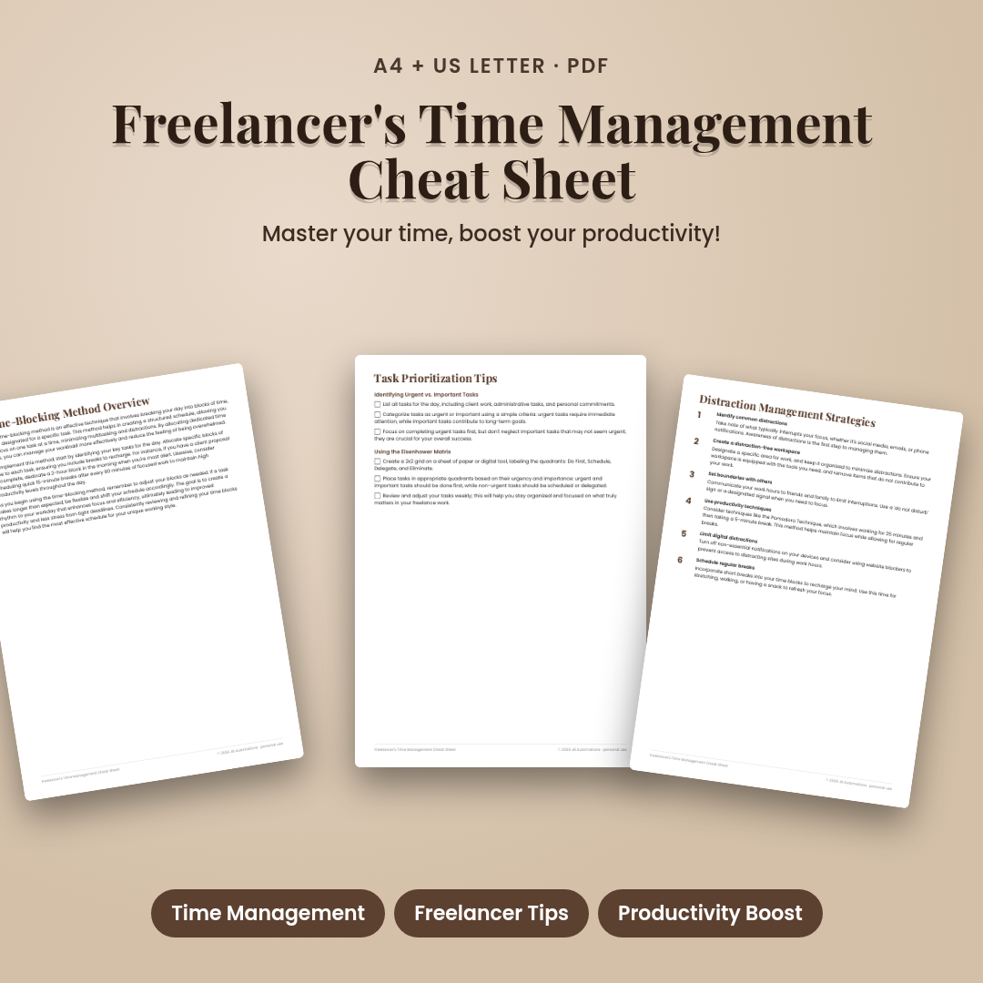 Freelancer's Time Management Cheat Sheet