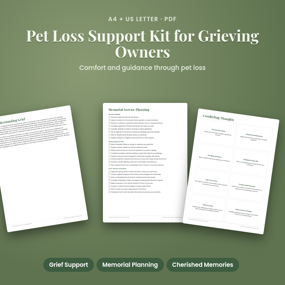 Pet Loss Support Kit for Grieving Owners