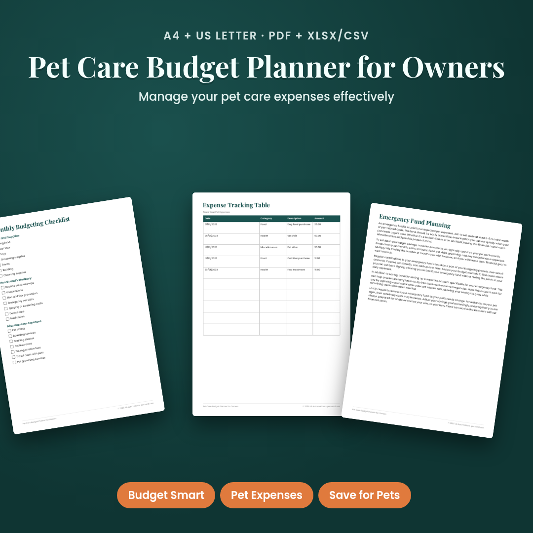 Pet Care Budget Planner for Owners
