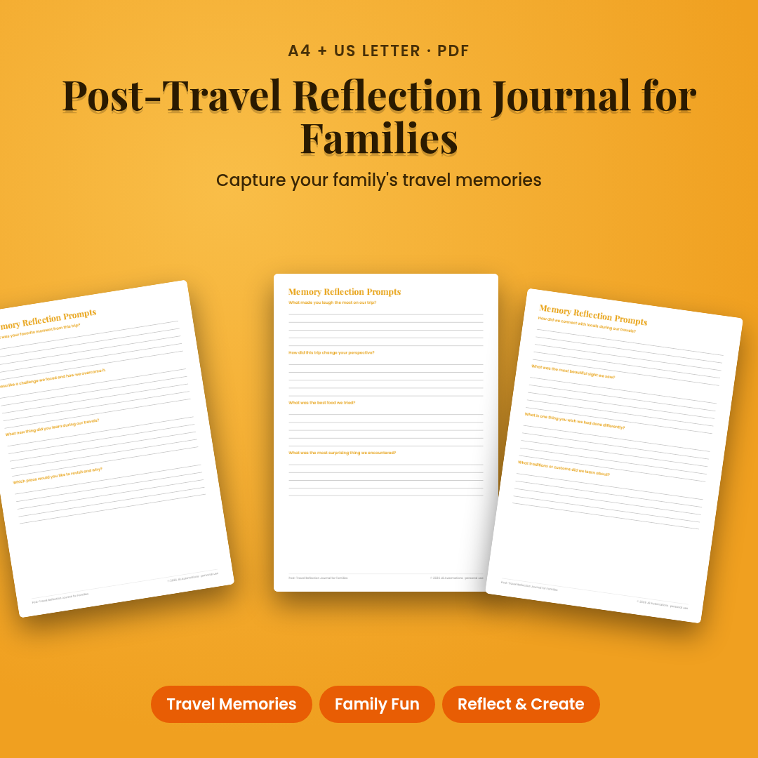 Post-Travel Reflection Journal for Families