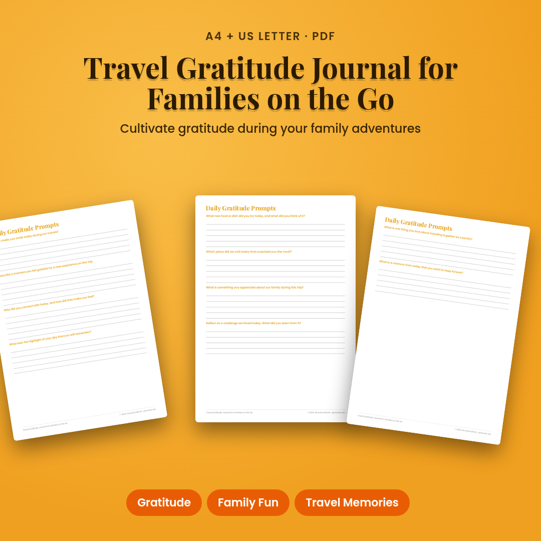Travel Gratitude Journal for Families on the Go