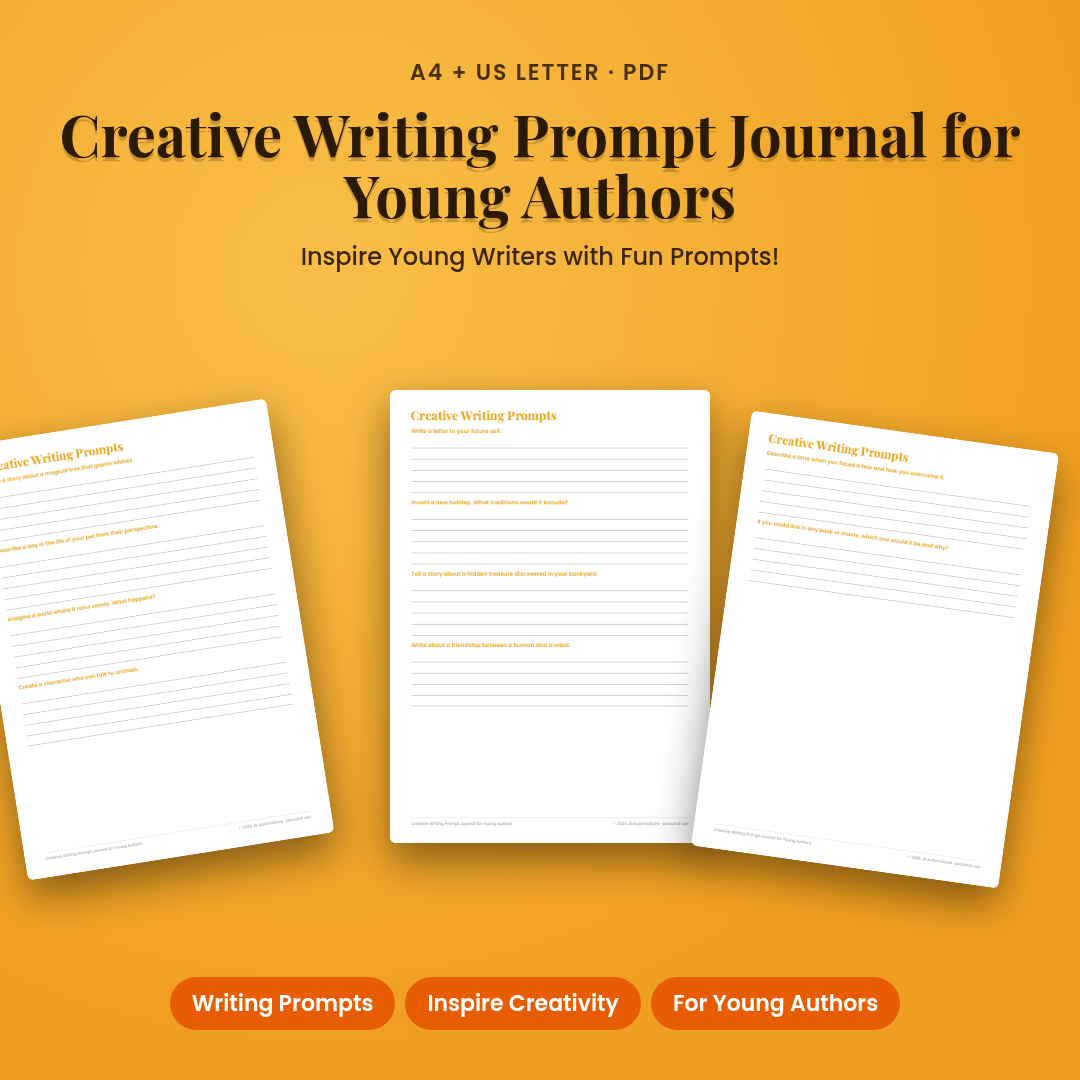 Creative Writing Prompt Journal for Young Authors
