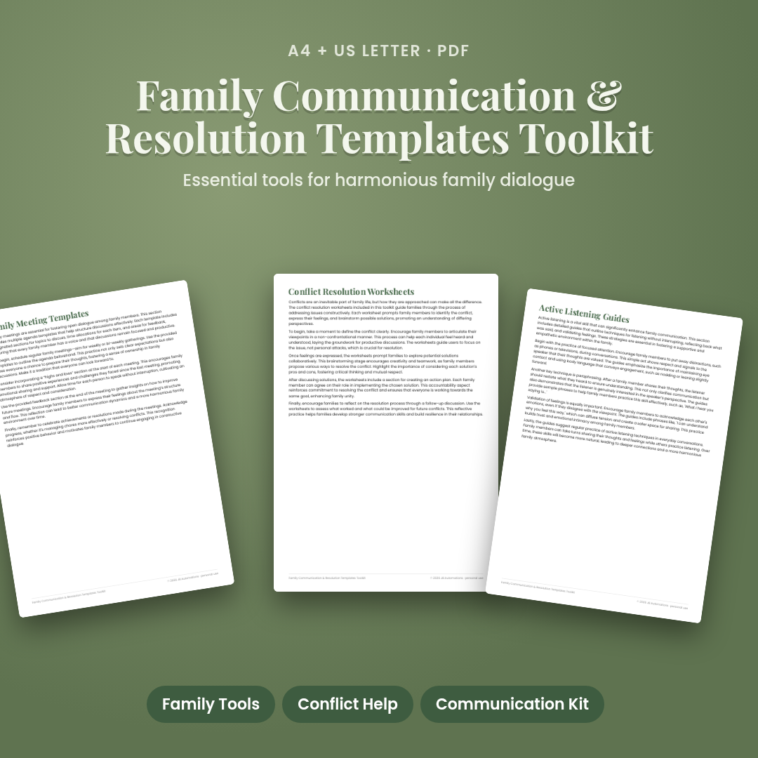 Family Communication &amp; Resolution Templates Toolkit