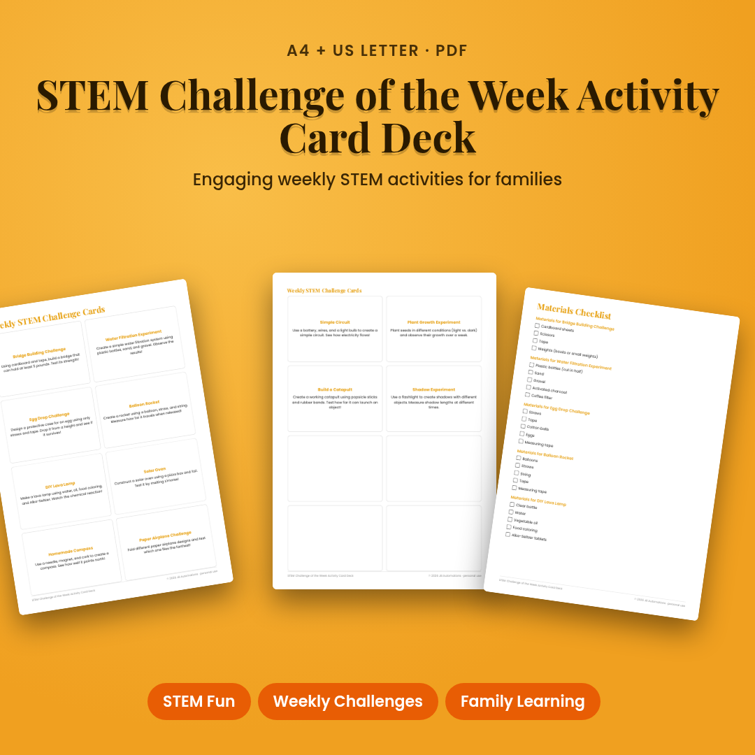STEM Challenge of the Week Activity Card Deck