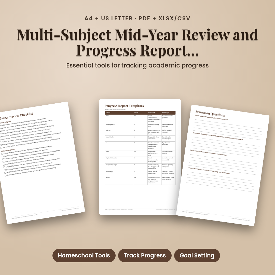 Multi-Subject Mid-Year Review and Progress Report Kit