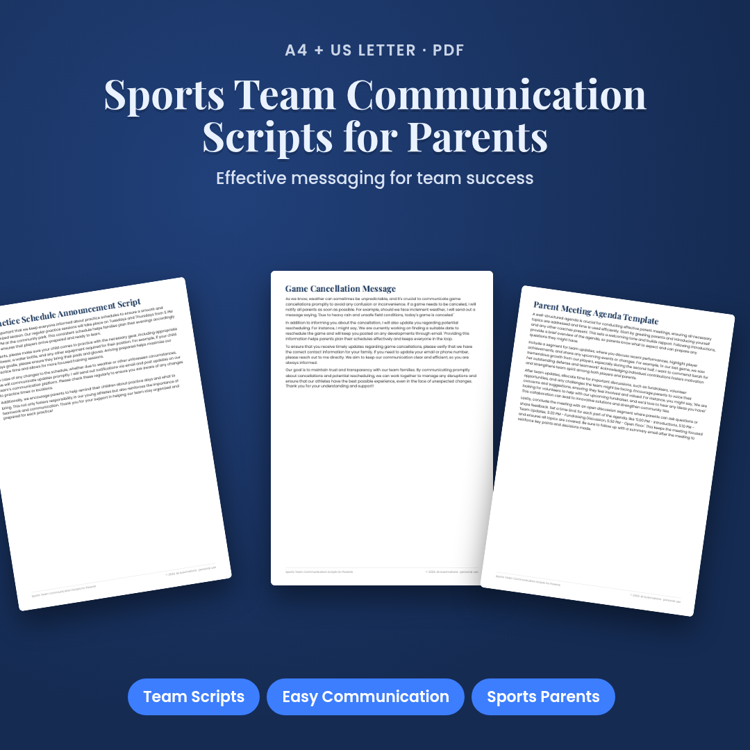 Sports Team Communication Scripts for Parents