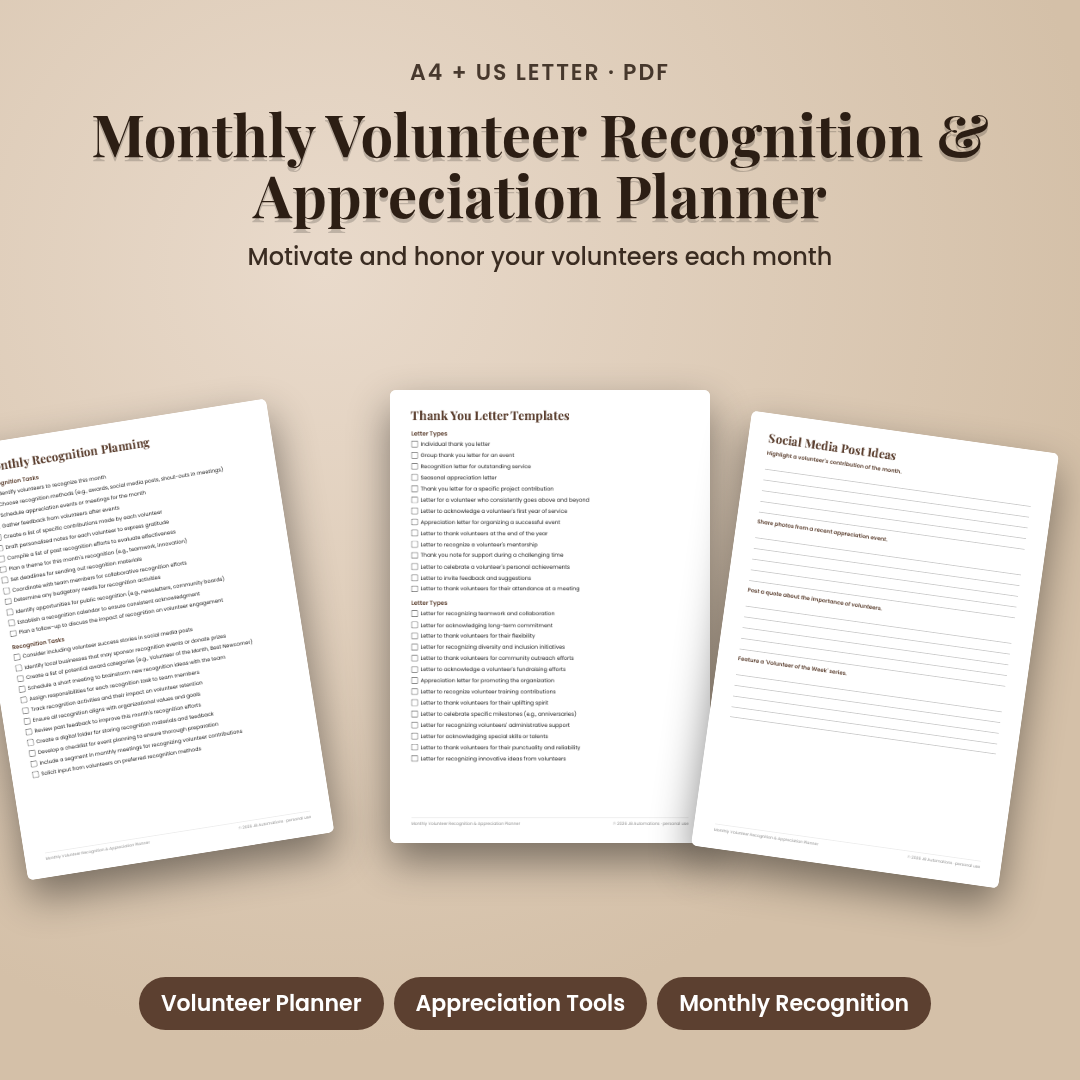 Monthly Volunteer Recognition & Appreciation Planner