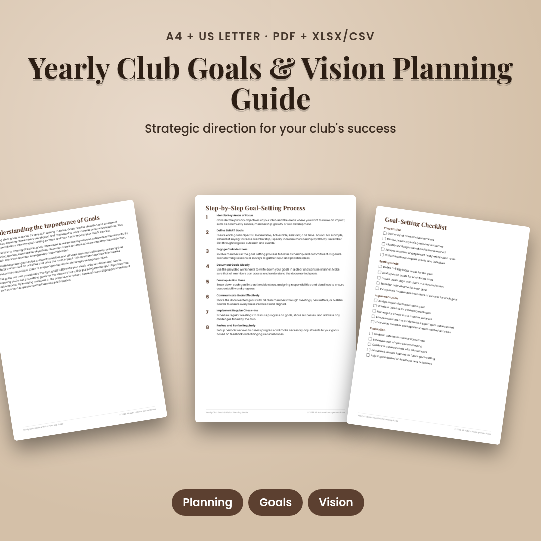 Yearly Club Goals &amp; Vision Planning Guide