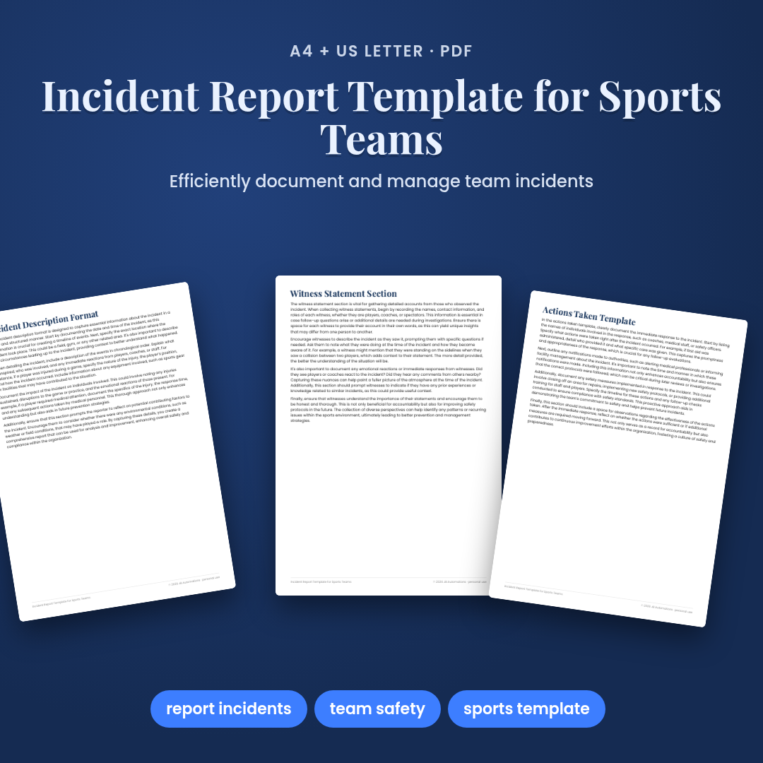 Incident Report Template for Sports Teams