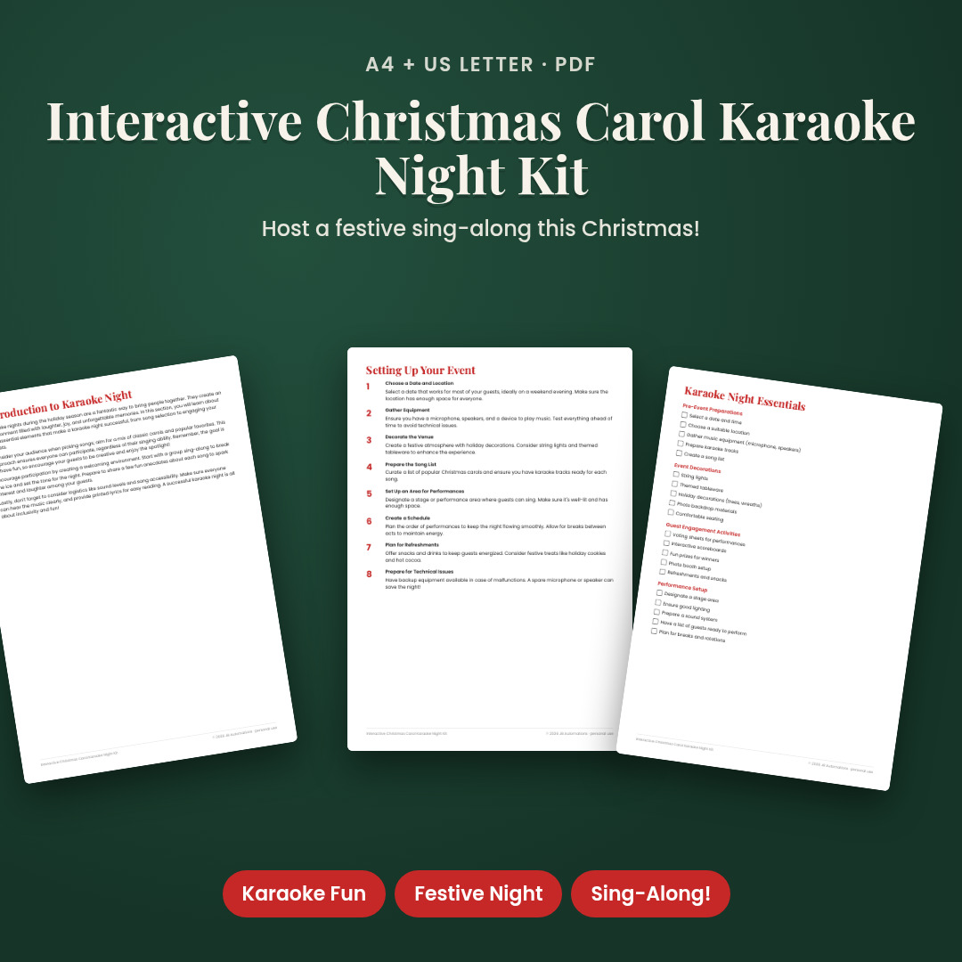 Interactive Christmas Carol Karaoke Night Kit